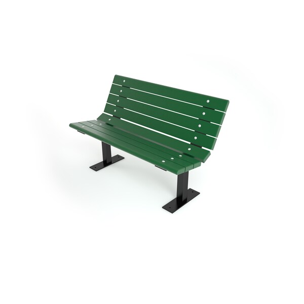 Green 4' Contour Bench Surface Mount w/ Black Frame